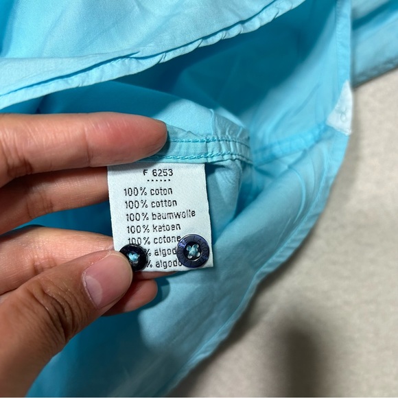 LACOSTE Mens Long Sleeve Button Down Shirt Aqua Blue Size 45 / XXL US - Picture 7 of 11